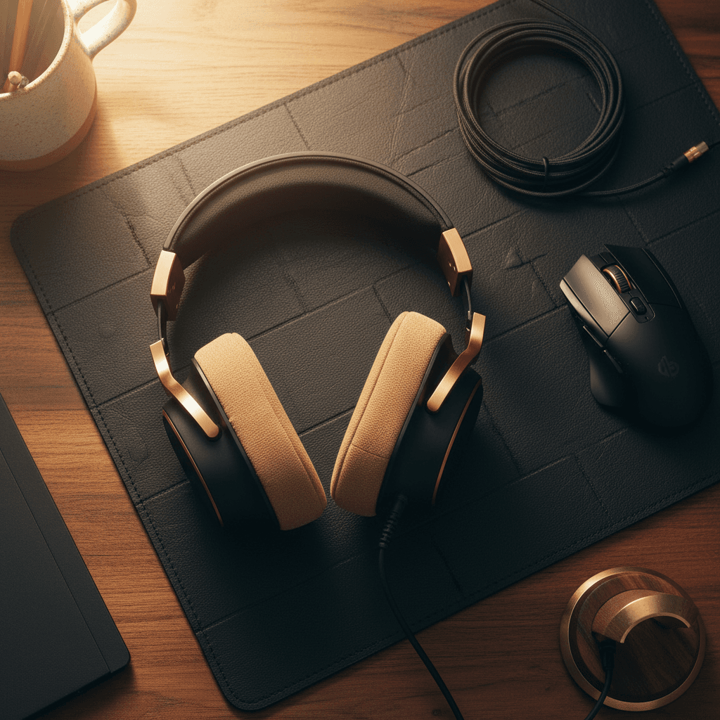 Premium gaming headset on desk